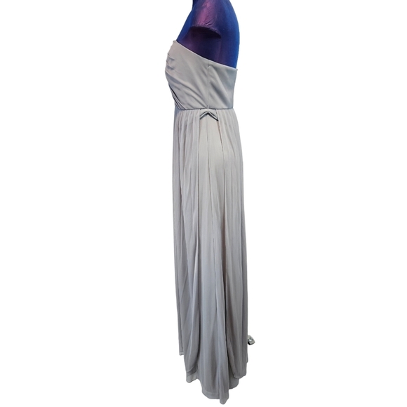 David's Bridal Light Gray Mesh Chiffon Strapless Gown Dress Size 16‎ Women's - Picture 6 of 10